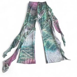 PrettyLittleThing Women's‎ US 2 Water Print Frill Beach Trousers